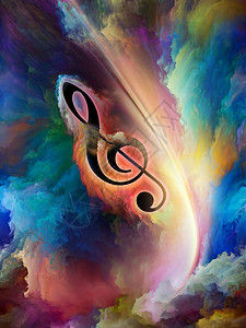彩色颜料漩涡中的高音CLEF符号艺术灵感创造力声音表演古典音乐作品的背景自定义背景系列背景图片