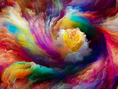 盛开的玫瑰五颜六色的油漆漩涡中,艺术创造力想象力的背景自定义背景系列背景