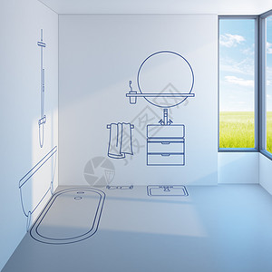 浴室规划,三维渲染图片