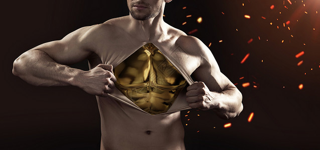 由黄金制成的肌肉人体模型图片