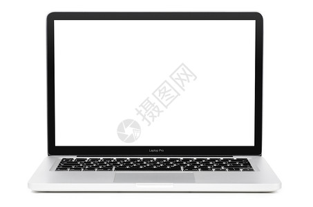 现代笔记本电脑,空白屏幕隔离白色背景上现代笔记本电脑图片
