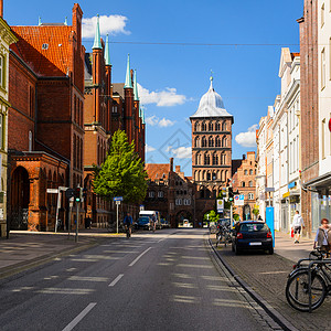 德国卢贝克的街景高清图片