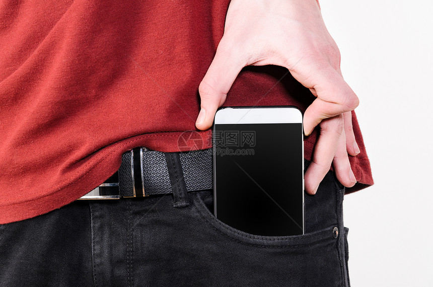 口袋里手机把现代智能手机口袋里出来图片