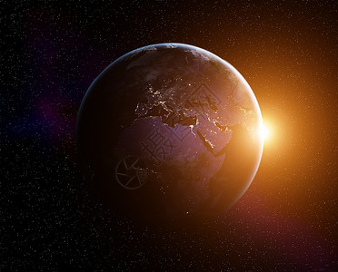 地球与上升的太阳,太空图片