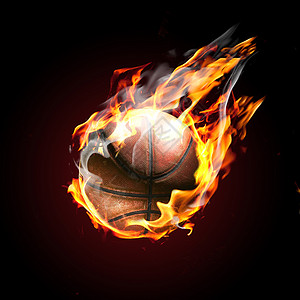 着火的篮球足球着火了足球着火黑色背景上飞行背景