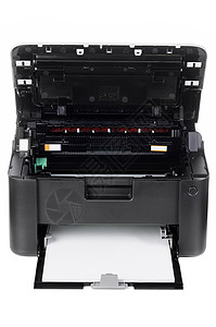紧凑型打印机隔离紧凑型激光家庭打印机隔离白色背景高清图片