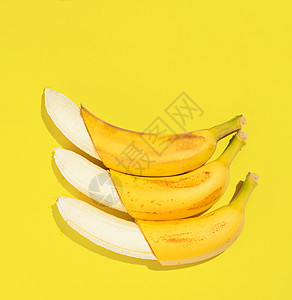 扁平香蕉背景新鲜香蕉黄色背景,看背景图片