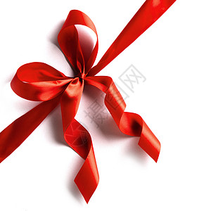 红色礼物蝴蝶结白色上红色礼品弓隔离白色背景上图片
