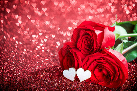 玫瑰心玫瑰心红色发光的波基心背景为情人节图片