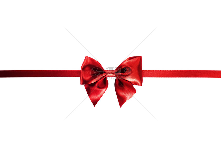 红色礼物蝴蝶结白色上红色礼品弓隔离白色背景上图片