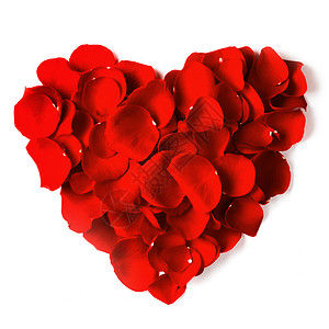 花瓣的心脏心形由玫瑰花瓣制成,隔离白色上图片