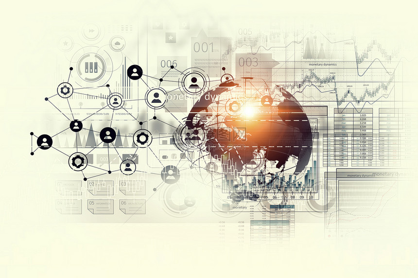 网络社区数字背景图像呈现全局连接图片