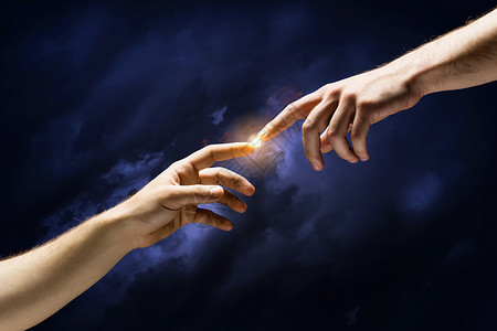 米开朗基罗上帝的触觉用手指触摸人的手图片