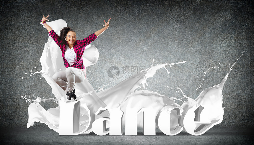 现代风格的舞者现代风格的舞者跳跃单词舞蹈插图图片