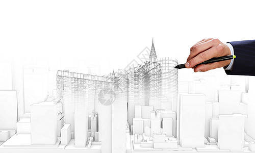 建筑模型手绘背景图片