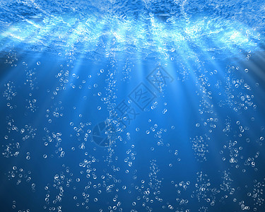 气源用气泡说明水下的蓝海背景