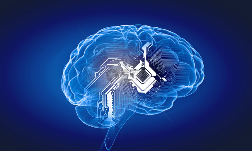 人类的头脑蓝色背景下人脑的科学图像图片