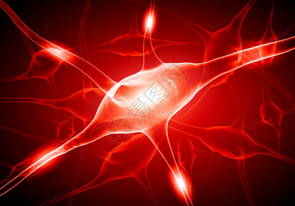 脑干神经细胞的插图彩色背景上用光效应说明神经细胞背景