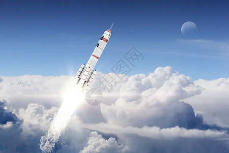 ps飞象素材火箭太空飞船用蓝天上高高飞背景