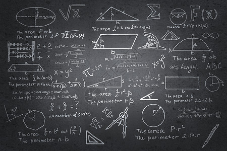 写数字的素材黑板上的数学草图背景图像与科学图纸黑板上背景
