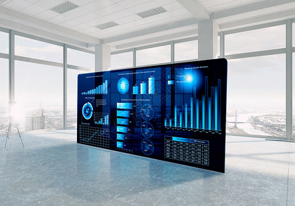 计算机信息图表新技术的整合现代建筑内部商业虚拟板背景