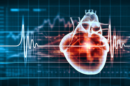 血氧监测人类的心跳心脏图的虚拟图像背景