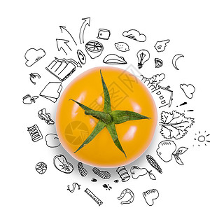新主意黄色番茄背景与商业草图图片