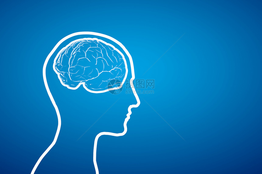 心理健康彩色背景上人脑的轮廓图片