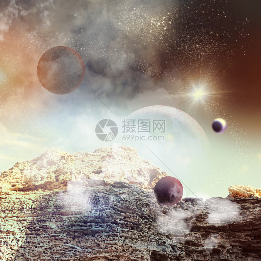 太空中行星的图像黑暗背景下奇妙中行星的图像图片