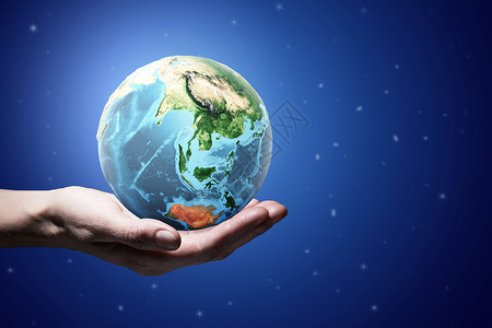 绿色星球的紧紧握住地球的双手这幅图像的元素由美国宇航局提供的图片