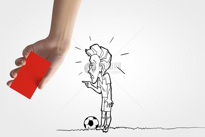 罚款卡足球运动员人手的漫画红牌图片
