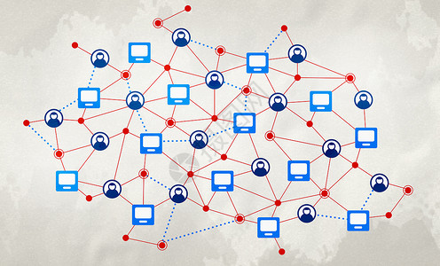 代表网络素材社会互动交流背景图像与网格代表社交网络背景