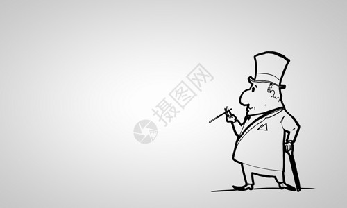 卡通雪茄卡通趣的人白色背景上滑稽商人的漫画背景