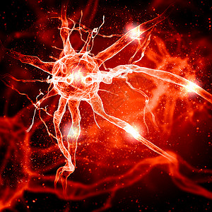 人类思想神经细胞的插图彩色背景上用光效应说明神经细胞背景