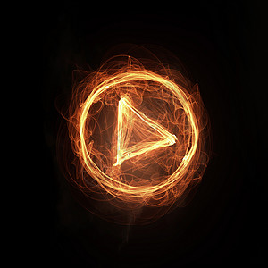 消防网站素材消防游戏图标发光的火播放图标黑暗的背景背景
