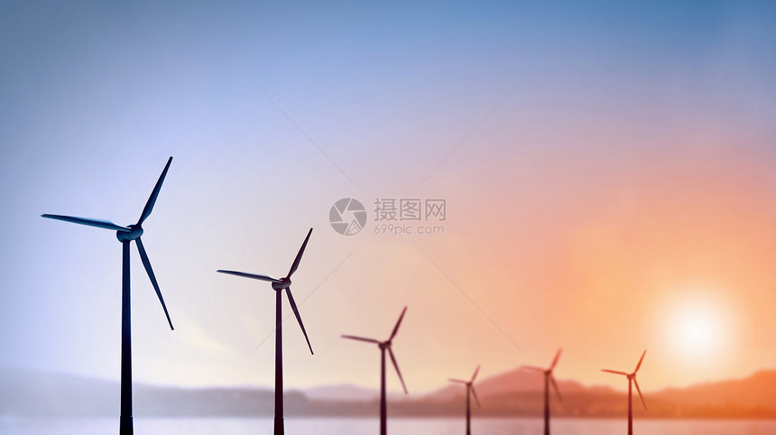 风能些风车站沙漠里权力能源图片
