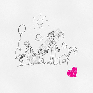 爱宝贝的素材爱的家人勾勒出快乐父母孩子的趣形象背景