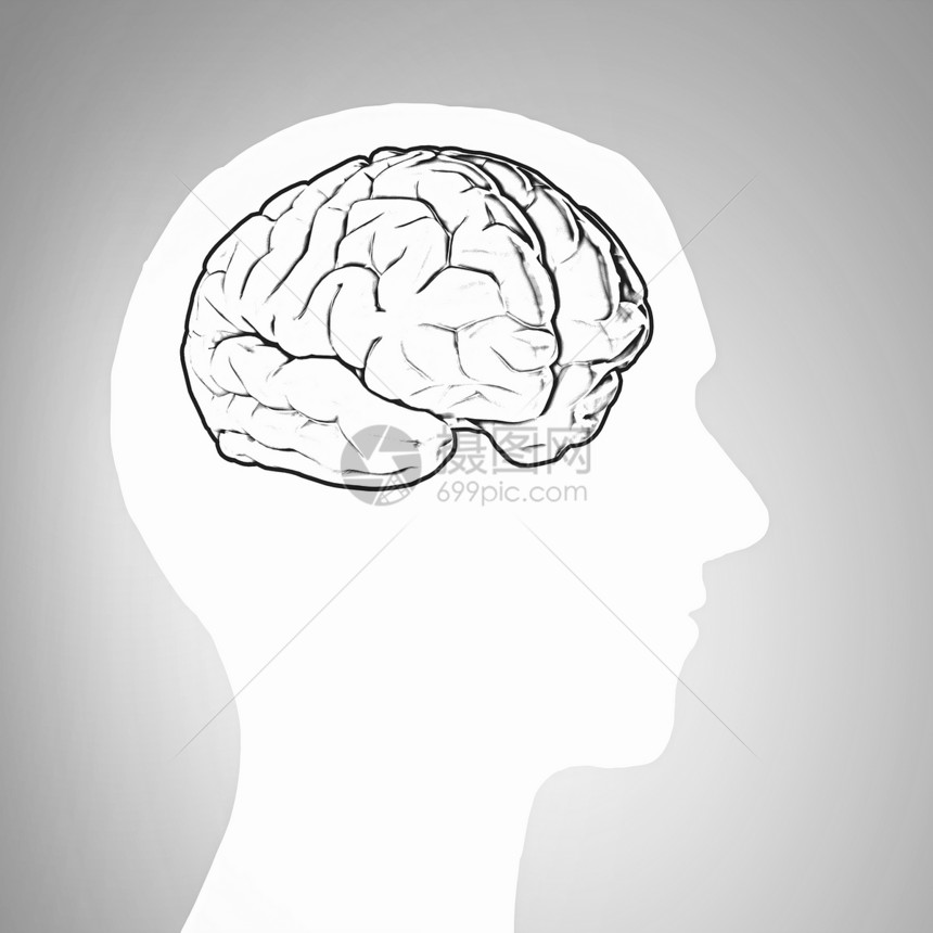 心理健康彩色背景上人脑的轮廓图片