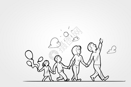 家庭结人的手漫画的幸福家庭四背景图片