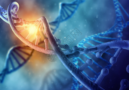 DNA分子图像蓝色背景下DNA分子的生物化学科学图片