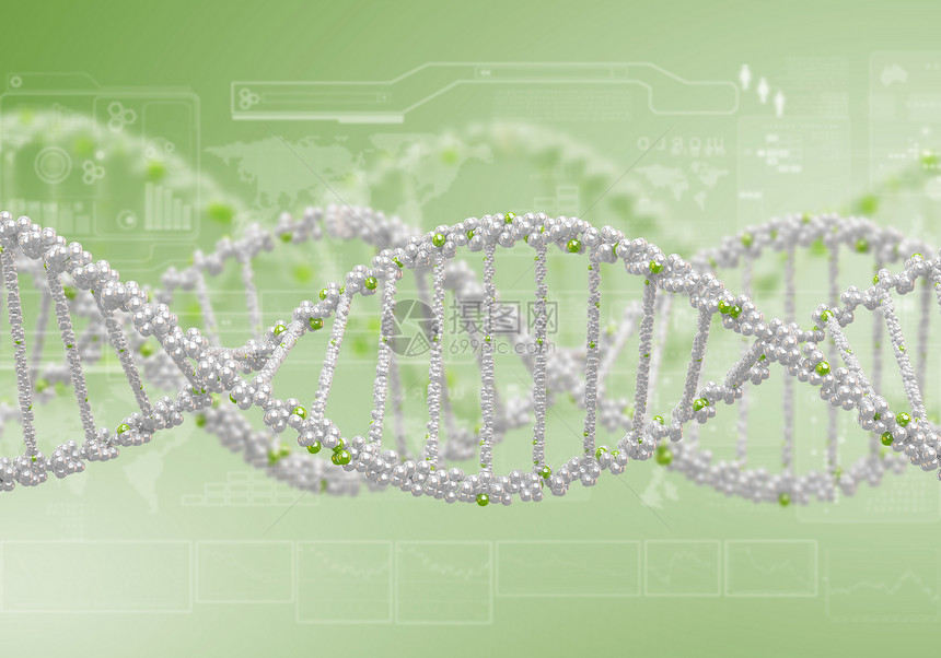 DNA链彩色背景上DNA结构的数字插图图片