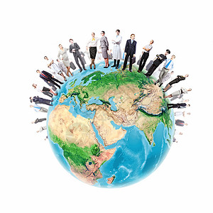 商业队合作群成功的自信商人全球化背景图片