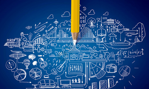 商业战略规划与铅笔绘图业务战略草图背景图片
