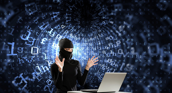 黑色衣服的黑客罪行计算机高清图片