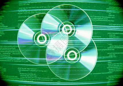 DVDrw光盘数字背景上收集三张CD光盘背景