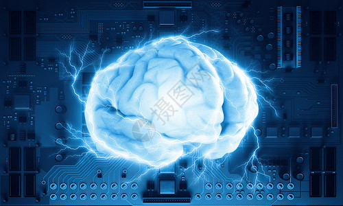 数字人脑蓝色数字背景下人脑的人类智能图片