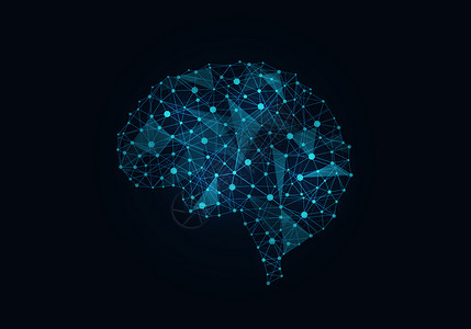 人脑素材数字人脑暗背景下的数字蓝格大脑背景