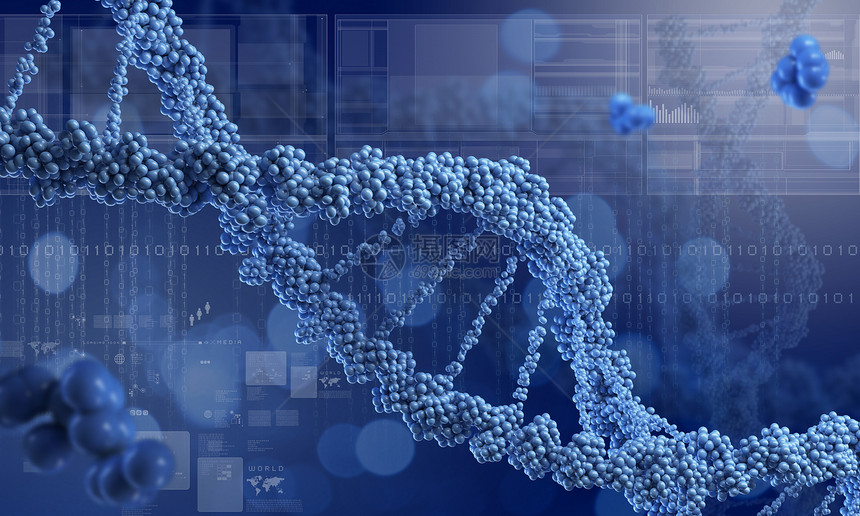 DNA分子蓝色背景下DNA分子的生物化学科学图片
