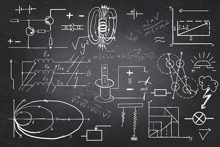 船上的物理公式背景图像与科学公式黑板上图片