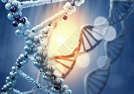 DNA分子图像蓝色背景下DNA分子的生物化学科学图片